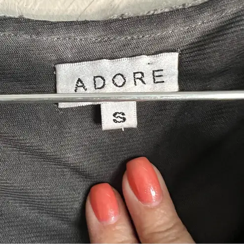 Adore Black Gray Mixed Textiles Lagonlook Asymmetrical Floral Tunic Top