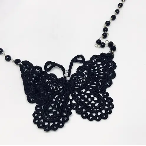 Black Lace Butterfly Goth Punk Necklace New