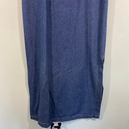 Boston Proper Vintage Denim Square Neck High Waist Short Sleeve Maxi Dress Sz 6 - Image 4