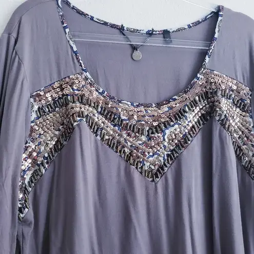 BKE Boutique Beaded 3/4 Sleeve Blouse