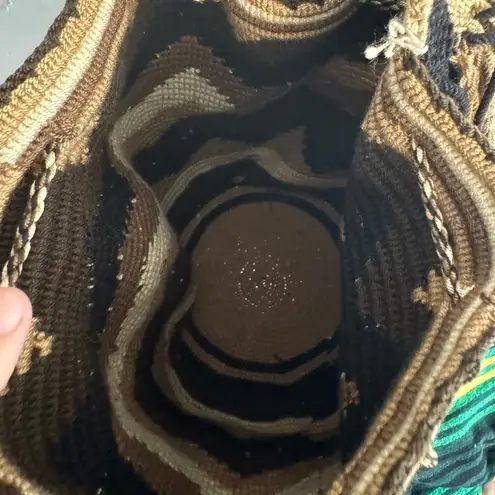 WAYUU TRIBE BAG PURSE BROWN BLACK ZIG ZAG WOVEN HANDMADE EUC