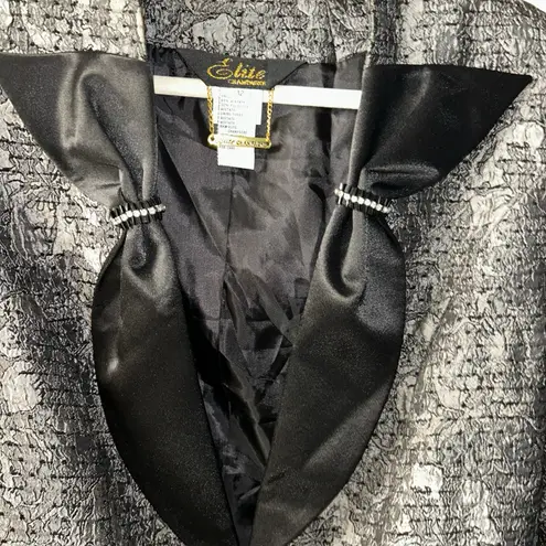 Elite Champagne Women’s Grey Bow Dressy Blazer Sz 12 Black