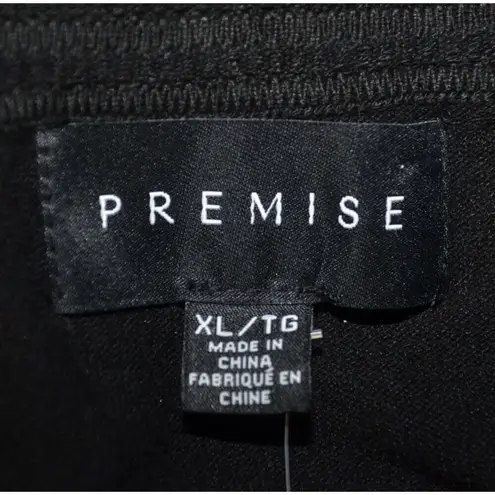 Premise NWT Black V-Neck Ribbed Knit Top Size XL Short Sleeve Stretch Soft Rayon