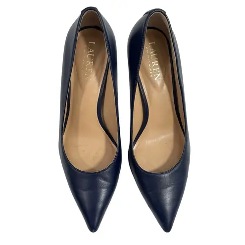 Ralph Lauren Lauren  Lanette Refined Navy Blue Leather Dress Pumps Size 6