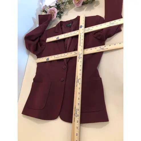 Emily Women Jacket 8 Single Vented Lapel Notch Collar Two Button Closure Pocket Red