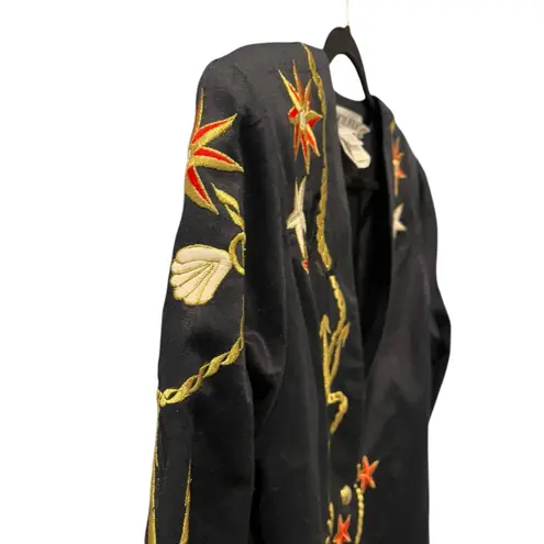 Vintage 90's Nicol Ferre Nautical Anchor Navy Blue Blazer Size 16 Women Sailing Black