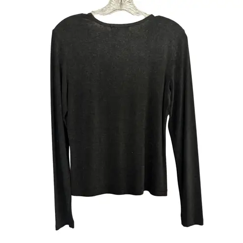 Karen Kane Vintage Black Silver Metallic Long Sleeve Stretch Top Sz M Holiday