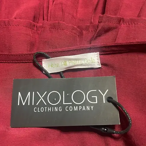 Mixology Dress Sz L Tiered Layered Cutout Tie Front Smocked Ruffles Ruching