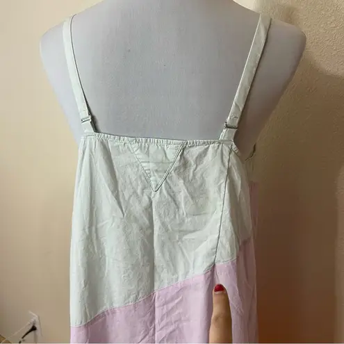 VEDA Summer Pastel Fiesta Orange Colorblock Sleeveless Shift Dress Size XL