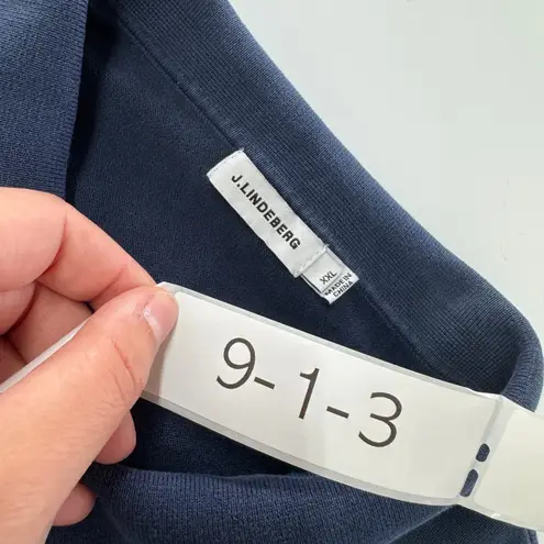 J Lindeberg Shirt Womens XXL Navy Blue Peter Washed Crepe Cotton Polo Shirt