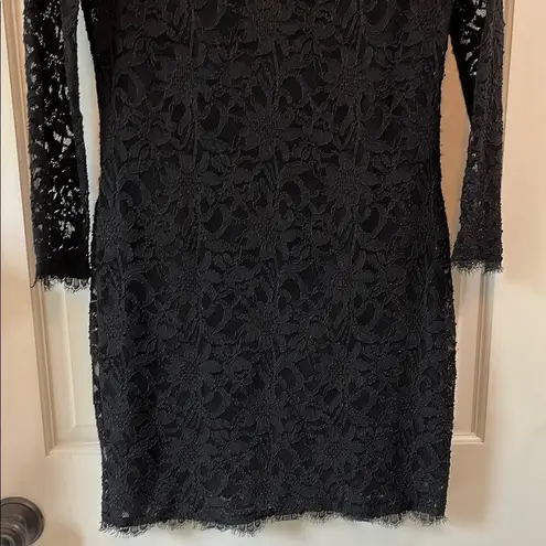 Jump Apparel Black Mesh Floral Long Sleeve Sheath Cocktail Dress - Size Large
