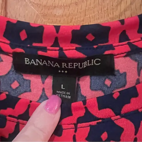 Banana Republic Factory Red Cap Sleeve Stretch Gathered Waist Dress Size Large