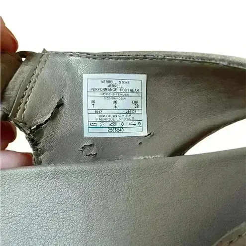 Merrell Around Town Sunvue Leather Strap Sandals in Stone Size 7 Comfort Shoes