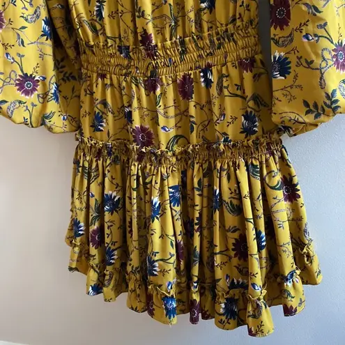 MISA Los Angeles MISA Los Angeles Violet Dress Marigold Yellow Floral Smocked Waist Size XS