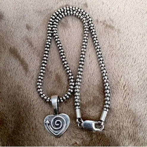 Silpada Sterling Silver Heart Pendant Popcorn Necklace S1516 N1106 Retired HTF