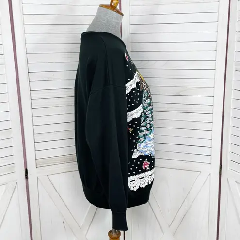 Vintage 90s Nutcracker Christmas Puff Paint Sweatshirt Black Womens Medium