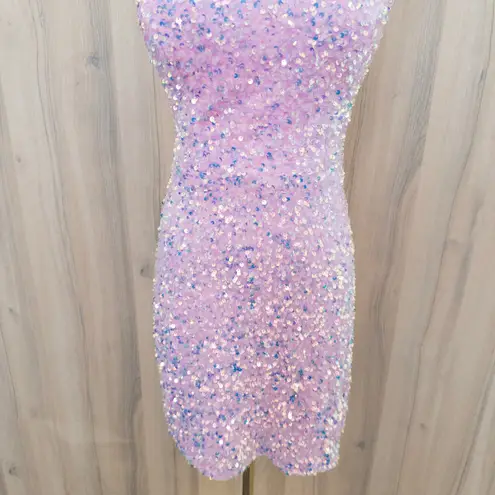 VTG Womens Sparkle Sequin Mini Dress Size XS Pink Backless Y2K Party Glam Club