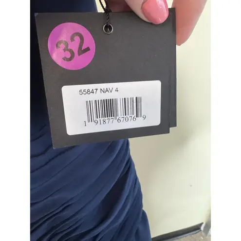 Mac Duggal NWT Asymmetrical Ruffle Hem Halter Dress in Navy Size 4