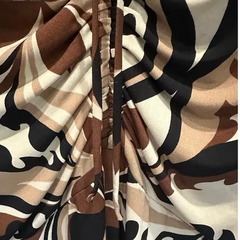 I.N.Studio Y2K Brown Floral Bodycon Going Out Bandage V Neck Club Dress Size XL