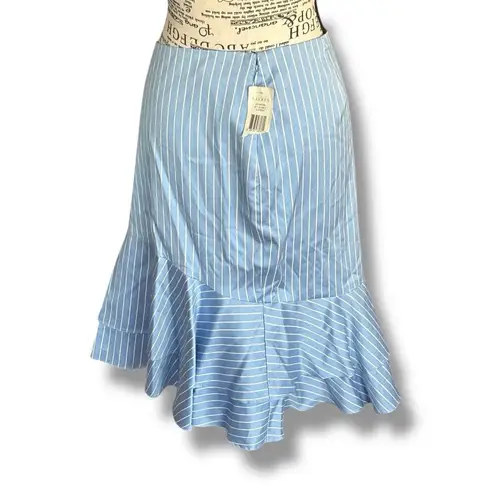 NWT Ralph Lauren Size 16 Blue Striped Pima Cotton Silk Ruffle Trumpet Skirt