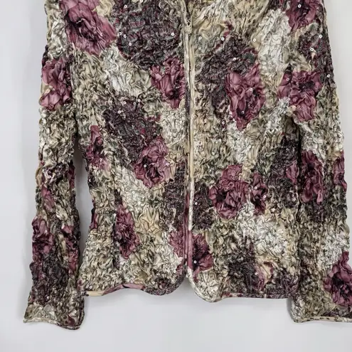 Vintage Y2K MSK Zip Front Jacket Womens Large Pink Romantic Coquette Fairy