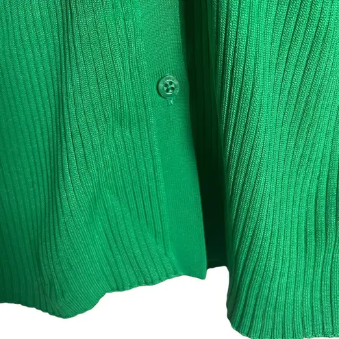 Lauren Ralph Lauren Green Collared Polo Ribbed Knit Cardigan Sweater Size M Size M