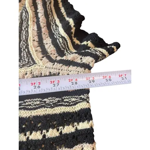 Belle Boho By Kim Gravel Textured Loose Knit Earth Tone Short Sleeve Sweater 3X Black