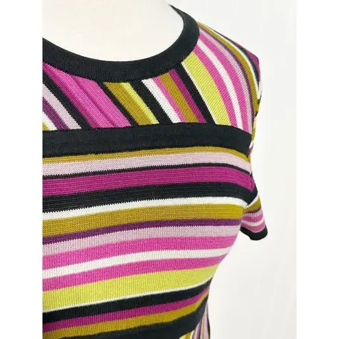 Missoni for Target Stripes Crew Neck Knitted Mini Dress Pink Black Size Medium