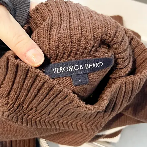 Veronica Beard Lancetti Nautical Striped Pullover Sweater Chicory Brown Small