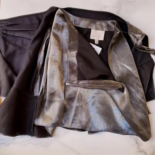 Cinq à Sept NWT Cinq a Sept Harley women’s A-line ruffle wrap gunmetal mini skirt size 0 XXS