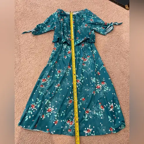 Unbranded Green Floral Flowy Sunday Midi Dress