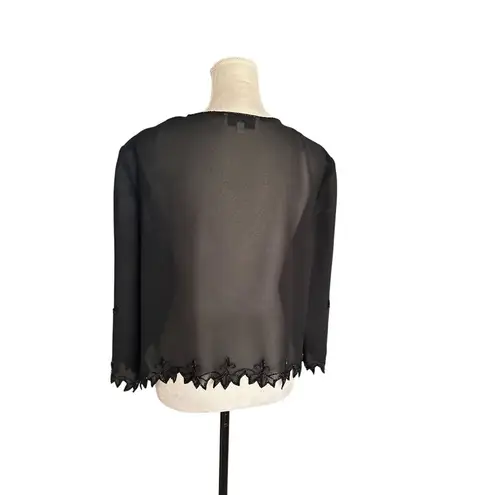 Karen Millen Karen Miller Sheer Beaded Jacket Shrug With Floral Design Scalloped Edges Sz 20