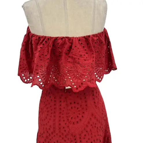 Astra Signature Julie Ruffle Lace Bandeau Tiered Maxi Skirt Set Size 16 Red