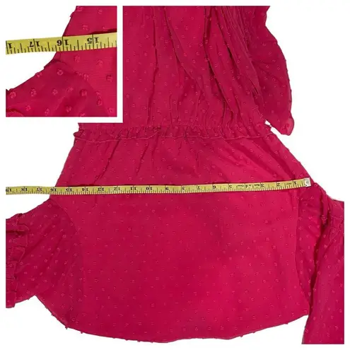 Faeriesty Swiss Dot Surplice Neck Flounce Sleeve Ruffle Hem Dress