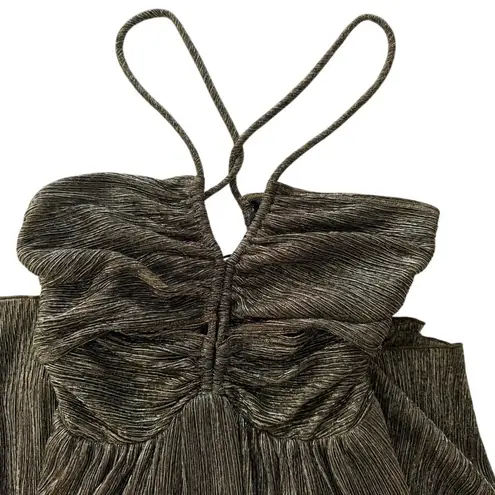 ALC Frank A.L.C. Kai Dress Gold Halter Maxi Size 4 XS Metallic Disco Party NYE Holiday NEW