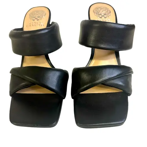 Vince Camuto  Black Leather Brisette Sandal Imported Women’s Size 8M