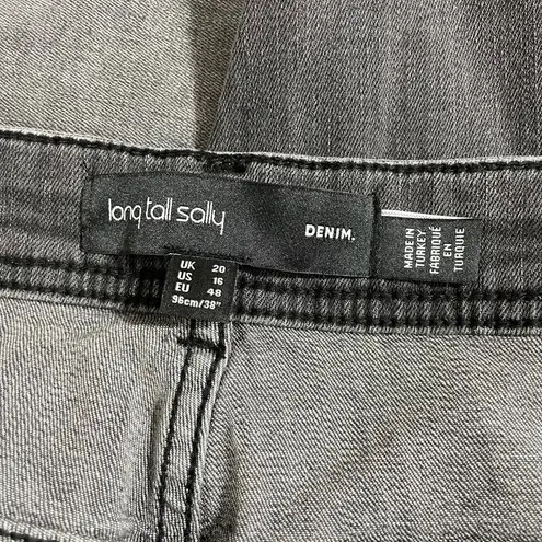 Long Tall Sally Gray Wash Black Glitter Stripe Jeans