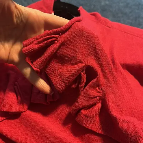 Escada Sport large Pink Ruffled Cardigan Sweater tied but open stretchy fabric