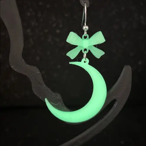 Glow in the Dark Crescent Moon Earrings 🌙✨ Celestial Halloween Jewelry White