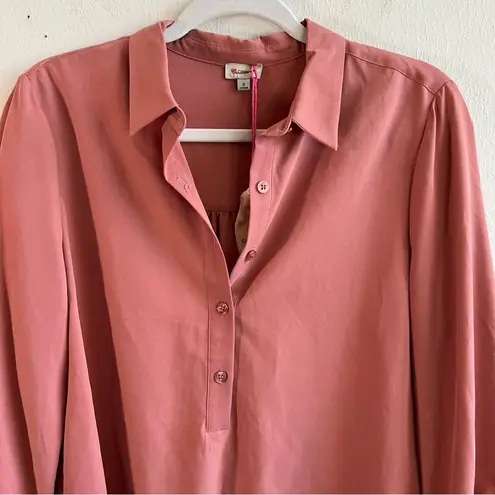 Daniel Cremieux Blouse Dusty Rose Pink Henley Buttons Collared Top Sz S NWT