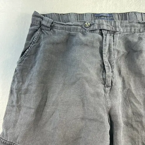 Rachel Roy XL Pants Linen Crop Tapered Leg Cargo Pocket Boho Grunge Lightweight Black