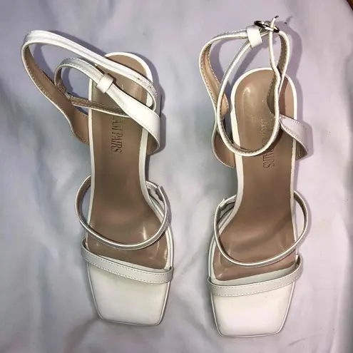 Dream Paris Dream Pairs White Strappy Block Heel Buckle Fastening Womens Heels Size 11