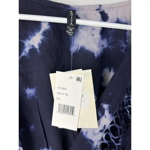 Raviya Blue Tie Dye Beach Swim Cover Up 0X Vacation Resort Bohemian