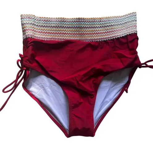 Blooming Jelly High Waisted Red Low Cut Tank Ruched Bikini Swimsuit M Medium New