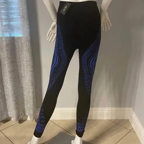 Black and Blue Patterned Women's Leggings Size undefined