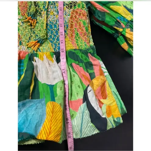 Farm Rio Vintage Toucans Smocked Peplum Top Medium