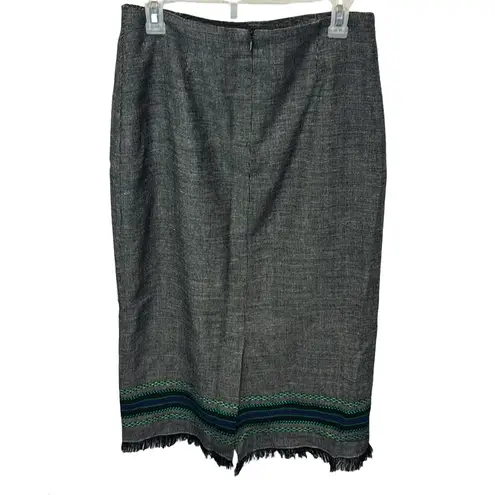 Simply Russell Dark Gray Heather Skirt Green Accents Back Zip Women's 12