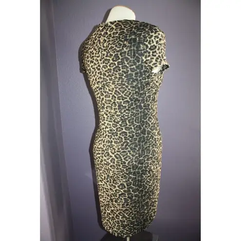 Torn By Ronny Kobo NEW Kaitlyn Pleated Cheetah Mini Dress L 6/8 $215