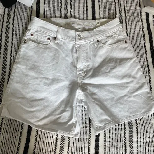 American Eagle  Stretch White Strigid High Rise Relaxed Blue Jean Casual Shorts 0