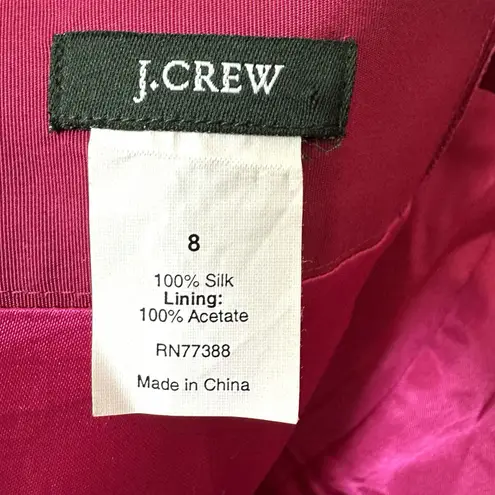 J Crew Formal Dress 8 Strapless Midi Raspberry Bow Event Party Dance